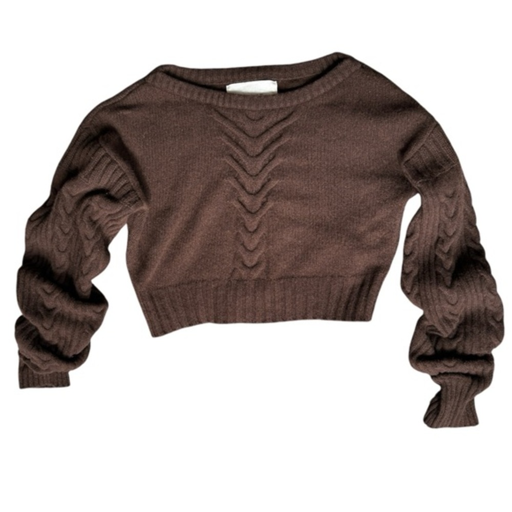 Attire‎ The Studio brown boat neck sweater crop